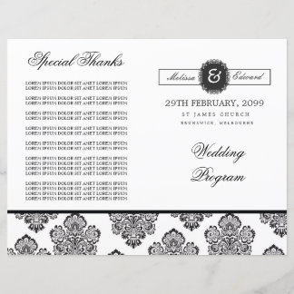 Moderne Damask Monogramme Programme de mariage Liv