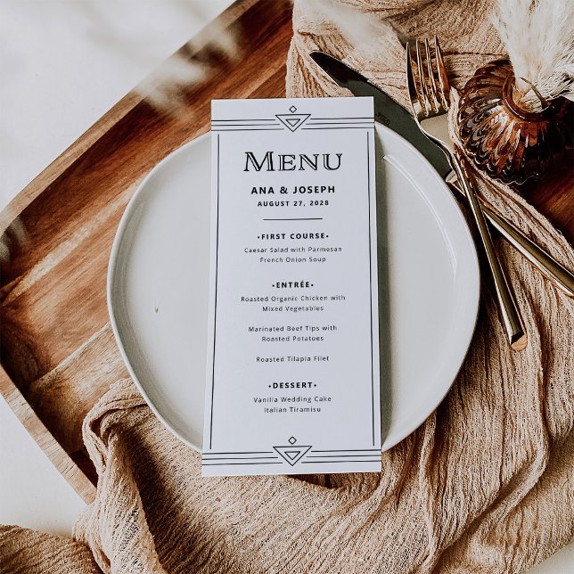 Moderne Déco | Menu Classique Noir et Blanc (Créateur téléchargé)
