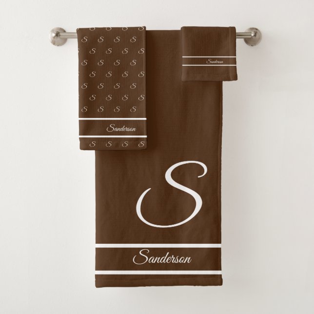 Moderne Design Brown en Monogramme blanc (En situation)