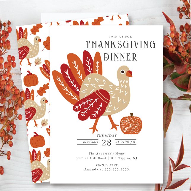 Moderne Design Turquie Thanksgiving Invitation (Créateur téléchargé)