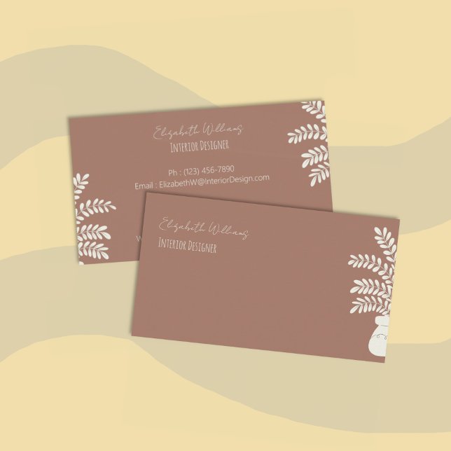 Moderne Designer d'intérieur Mocha Carte de visite (Modern mocha brown interior designer standard double-sided business cards)