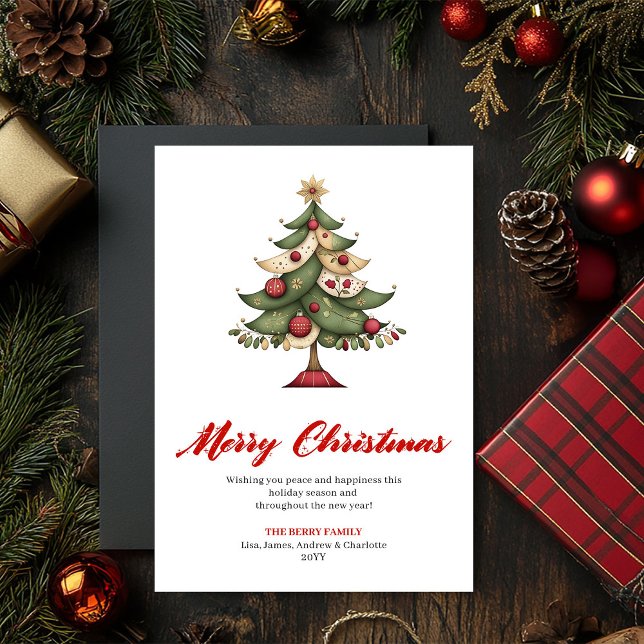 Moderne disposition de carte de vœux de Noël fanta (Modern Whimsical Christmas Tree Greeting Layout)