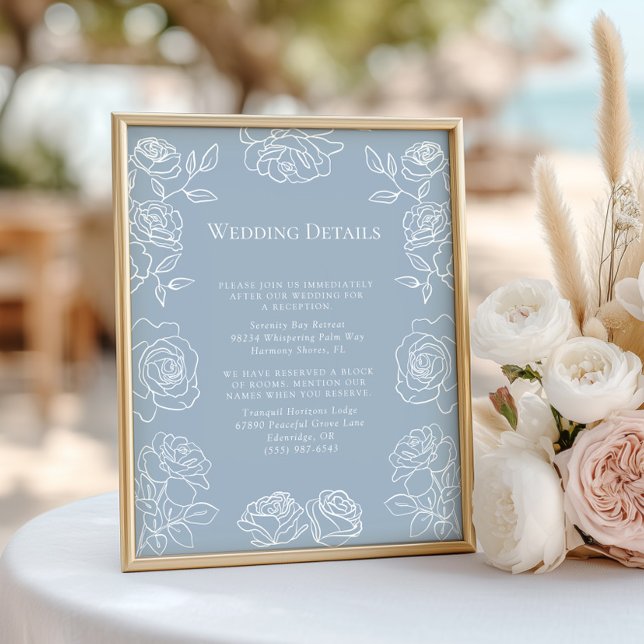 Moderne Dusty Blue Français Rose Détails Mariages (Créateur téléchargé)