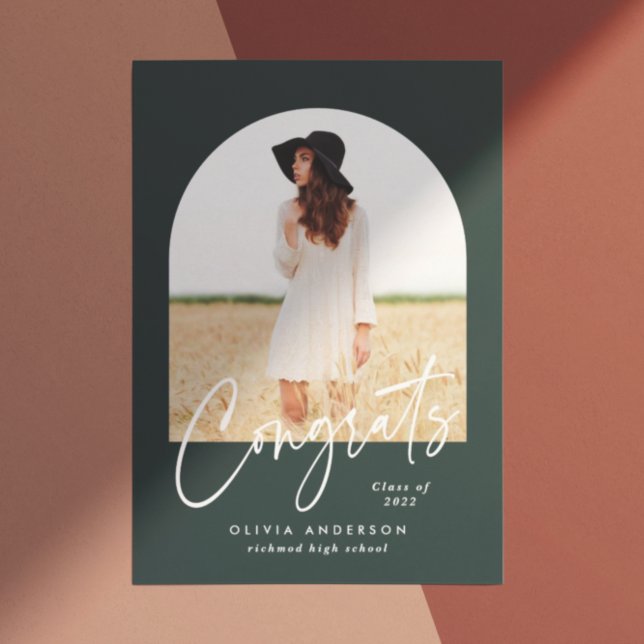 Moderne élégant 1 photo typographie vert graduatio (Créateur téléchargé)