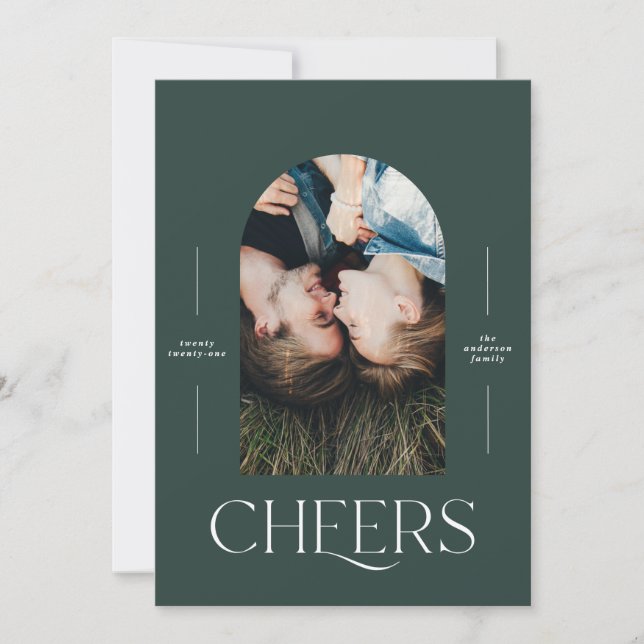 Moderne élégant 1 photo typographie vert Noël (Devant)