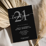 Moderne Elégant 21ème anniversaire Invitation<br><div class="desc">Moderne et élégant Invitation du 21e anniversaire. Conception minimaliste de modèle d'invitation de 21e anniversaire avec élégante calligraphie écriture manuscrite.</div>