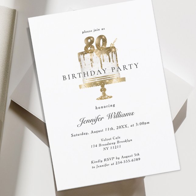 Moderne, élégant 80. invitation d'anniversaire (Créateur téléchargé)