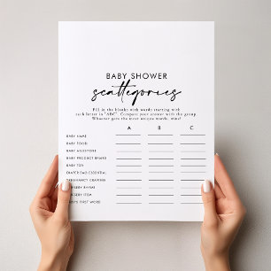 Moderne Elégant Baby shower Scattegories Jeu