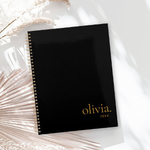 Moderne Elegant Black Gold Simple Monogramme Nom