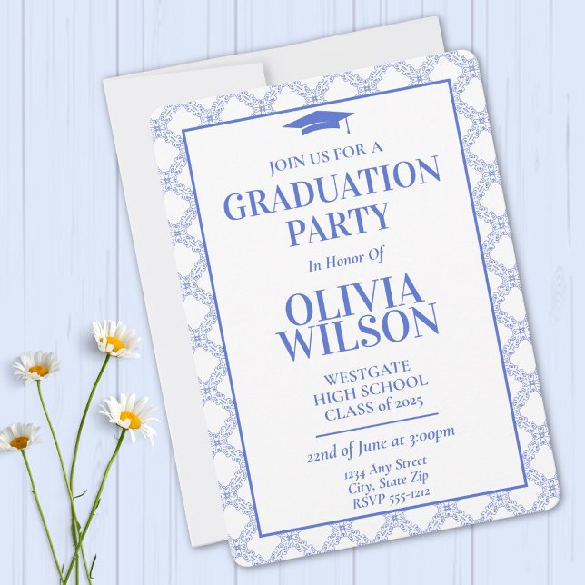 Moderne Elegant Blue 2025 Graduation Invitation (Créateur téléchargé)