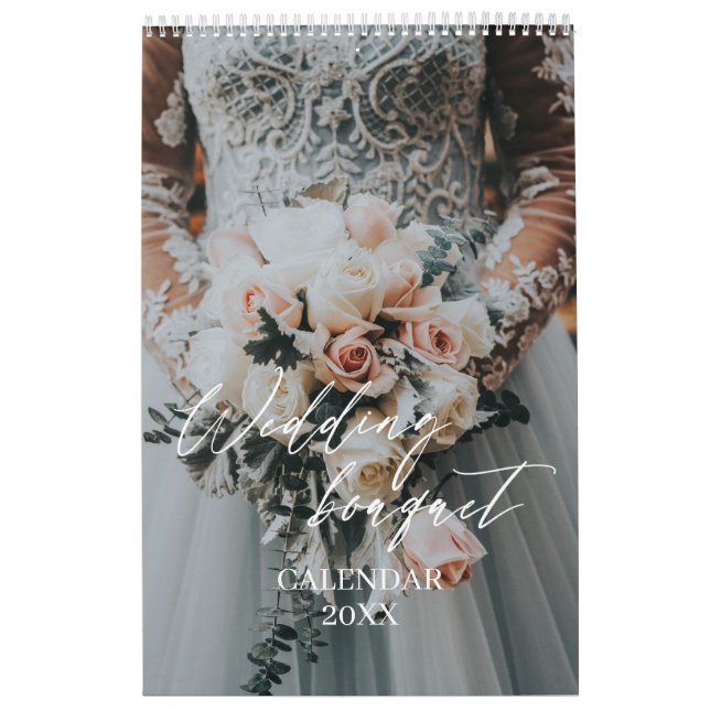 Moderne élégant bouquet de mariage calendrier phot (Protection)