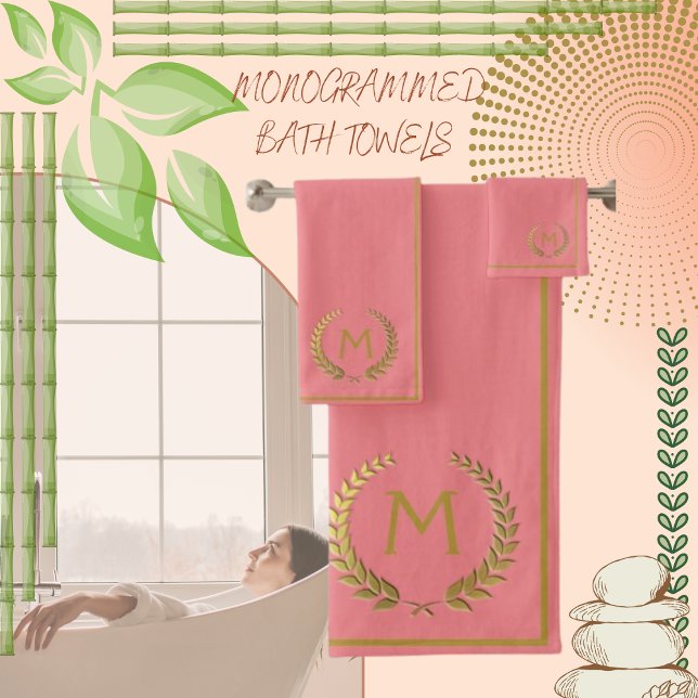 Moderne Elégant Coral Or Chic Monogramme (Créateur téléchargé)