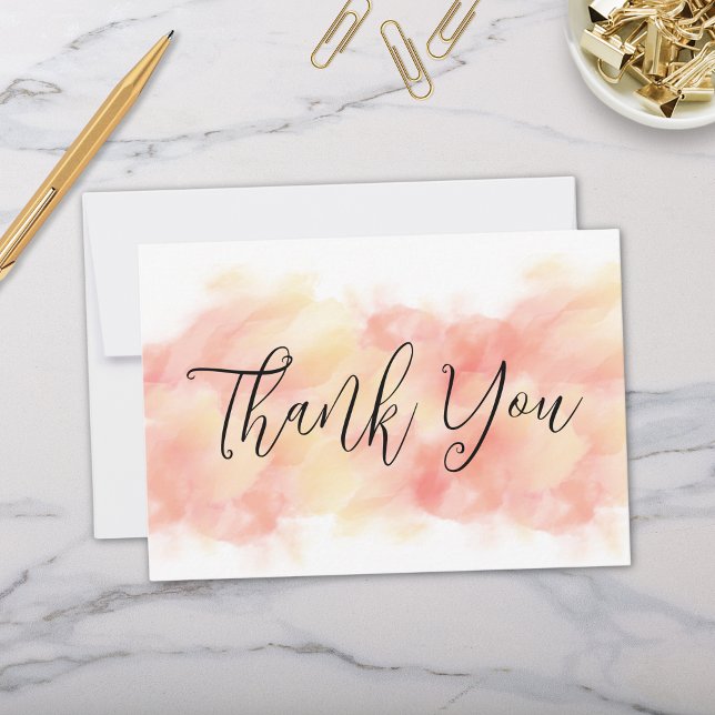 Moderne Elégant Coral Peach Flat Merci Cartes (Elegant Modern Simple Minimal Coral and Peach Thank You Cards)