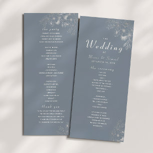 Moderne Elégant Dusty Blue Wedding Programme