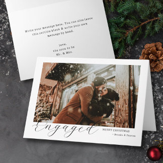 moderne élégant minimal carte de Noël de fiançaill