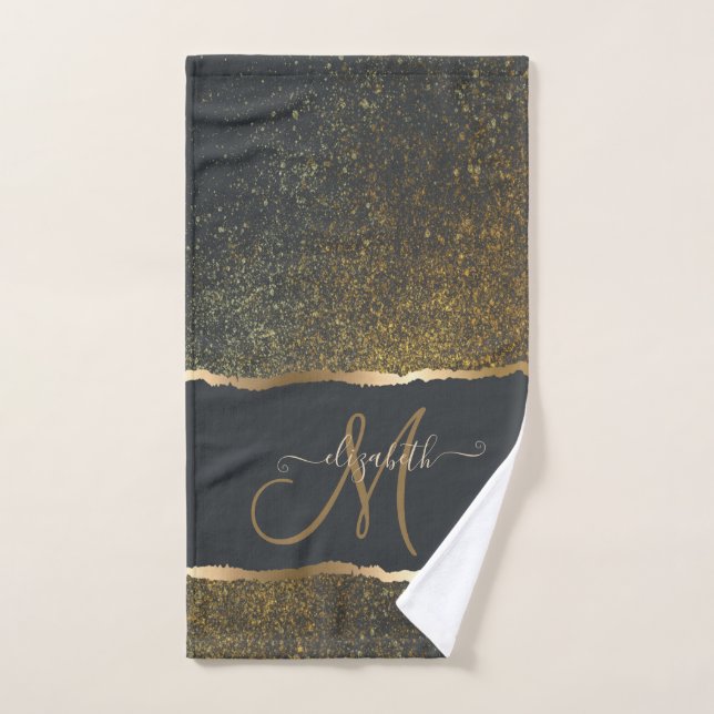 Moderne Élégant Monogramme au Touché d'Or (Serviette à main)