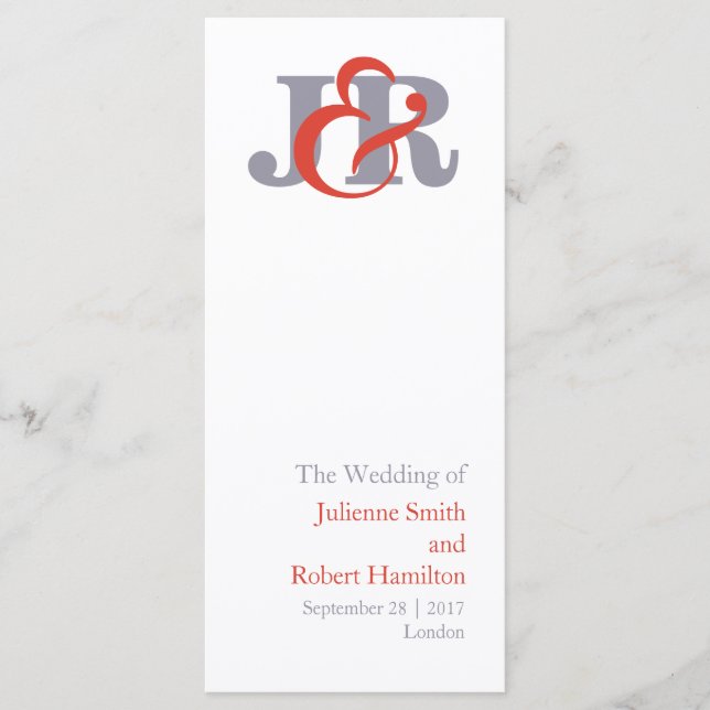 Moderne Elegant Monogramme Mariage programme de cé (Devant)