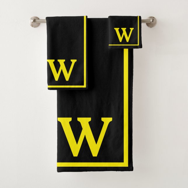 Moderne Élégant Monogramme Noir Jaune Script (En situation)