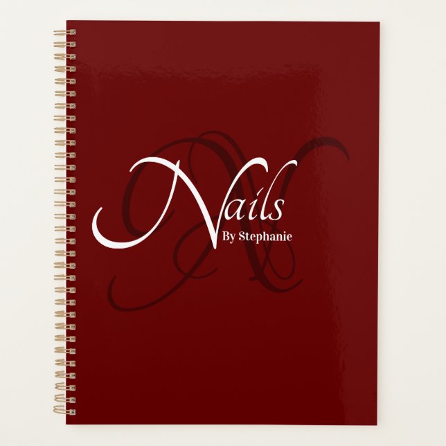 Moderne Élégant Monogramme Rouge Typographie Clou  (Devant)