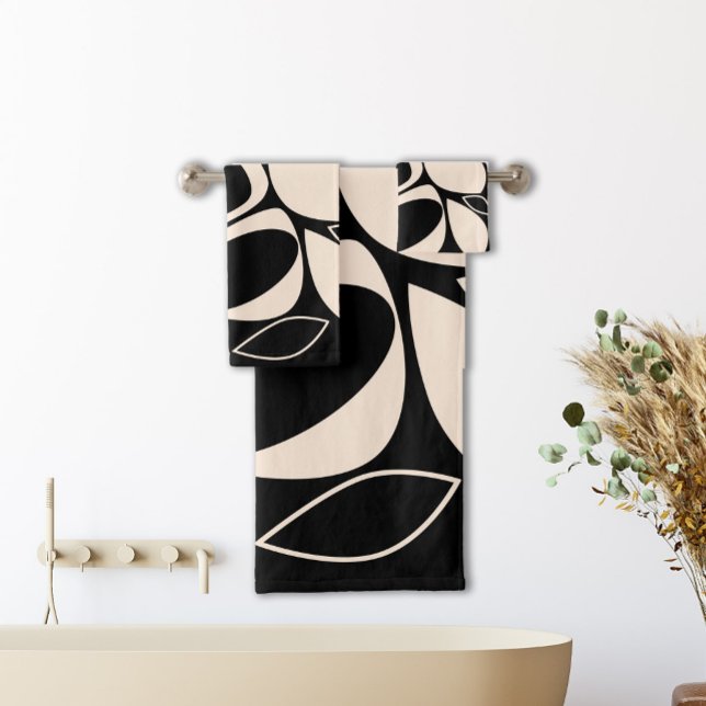Moderne Élégant Motif Abstrait Noir Crème (Créateur téléchargé)