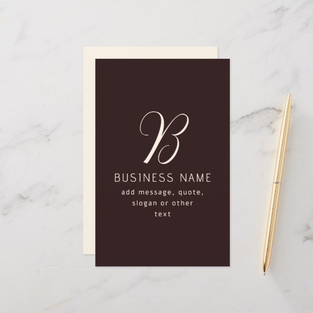 Moderne Élégant Nom commercial Monogramme | Brun f (Devant/Arrière en situation)