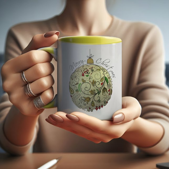 Moderne Élégant or Doodle de Noël Ornament MUG (Créateur téléchargé)