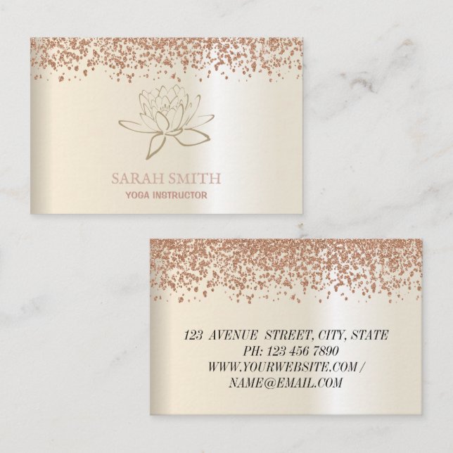 Moderne Elegant or rose diamants Carte de visite (Devant / Derrière)