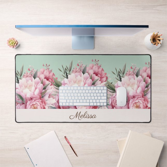 Moderne Élégant Peonies roses Floral (Bureau 1)