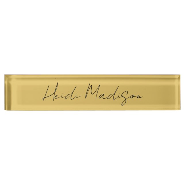 Moderne Elégant Plaque Simple Couleur Or Calligrap (Devant)