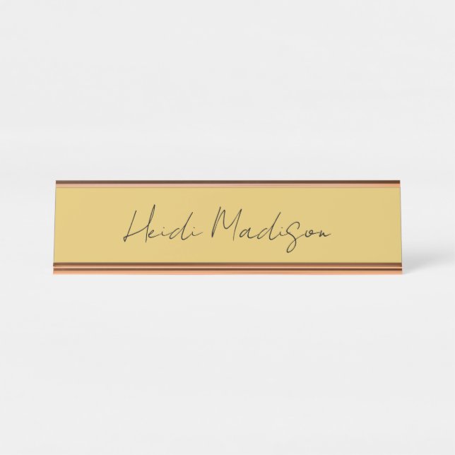 Moderne Elégant Plaque Simple Couleur Or Calligrap (Devant)