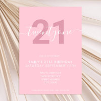 Moderne Élégant rose 21ème anniversaire Invitation