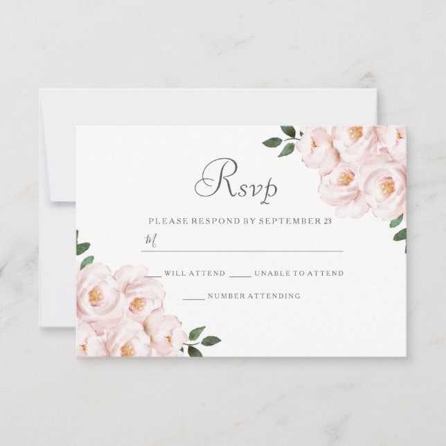 Moderne Élégant Rose Floral Mariage RSVP (Devant)