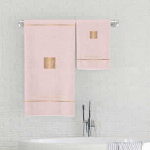 Moderne élégant rose or chic monogrammé rayures
