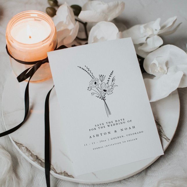 Moderne Élégant Simple Floral Enregistrer La Carte (Créateur téléchargé)