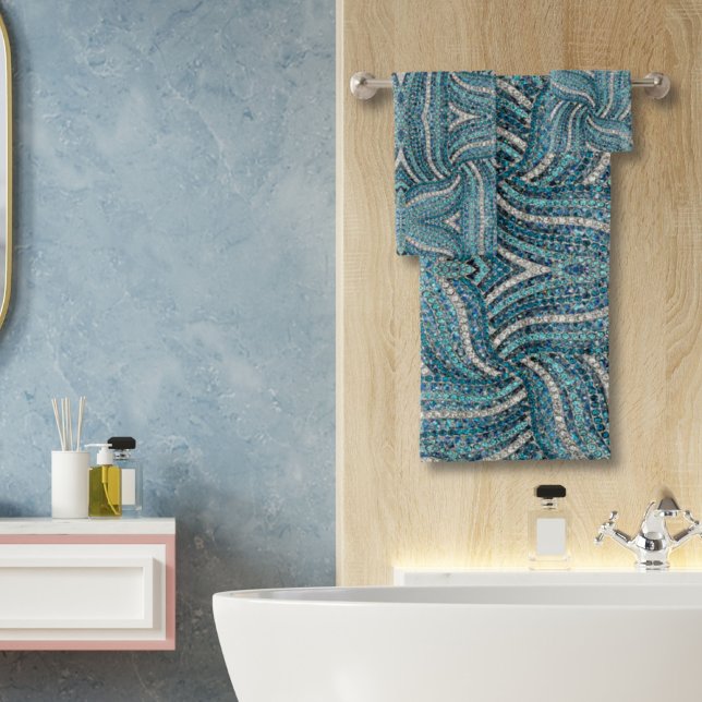 Moderne Elégante fille Silver Turquoise Blue Swirl (Créateur téléchargé)