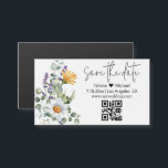moderne enregistrer la date code qr aimant fleur s<br><div class="desc">élégant moderne enregistrer la date qr code aquarelle carte magnétique fleur sauvage</div>