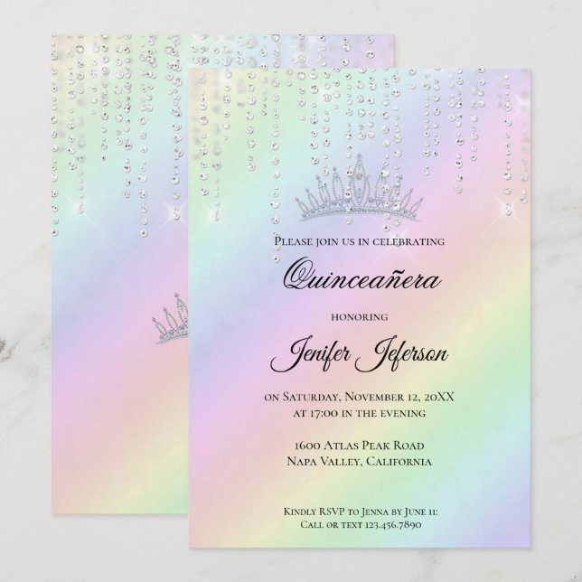 Moderne et élégante Quinceanera Invitation (Devant / Derrière)