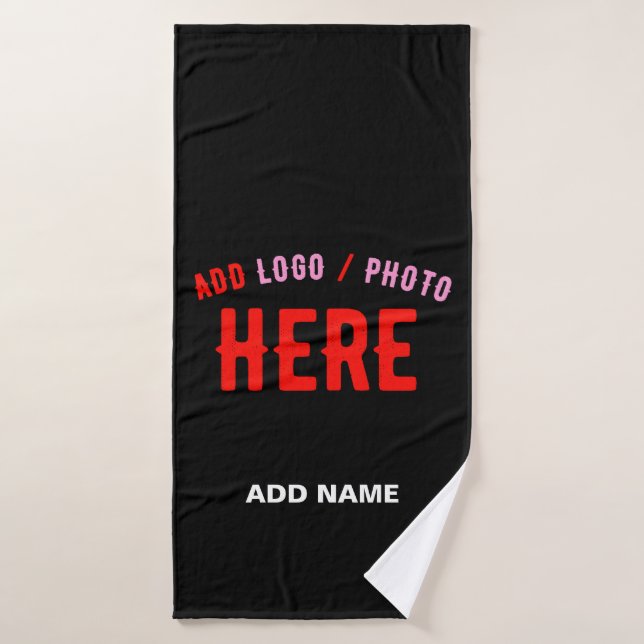 MODERNE ET MODERNE PERSONNALISABLE NOIR VÉRIFIÉ (Serviette de bain)
