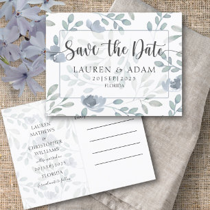 Moderne Faire-Part de Date de Mariage Dusty Blue E