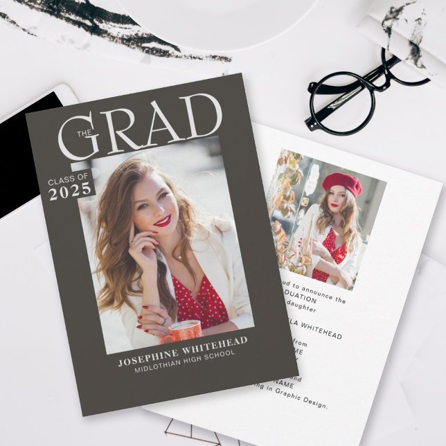 Moderne Faire-part de diplôme de photographie gris (Créateur téléchargé)