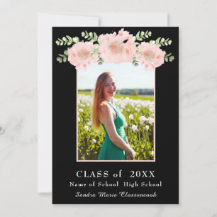 Moderne, faire-part de graduation florale à fleurs