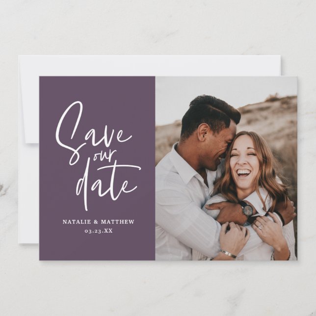 Moderne faire-part de mariage floral photographiqu (Devant)