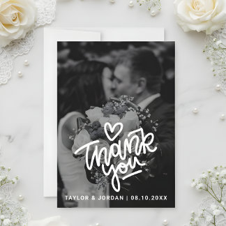 Moderne Faire-Part de Mariage Photo Cœur Script Gr