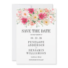 Moderne Faire-Part Floral Rose Clair de Mariage à
