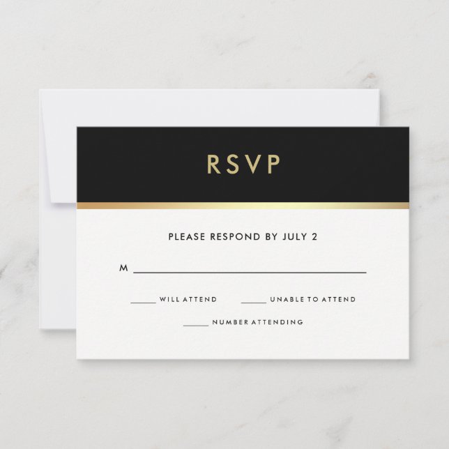 Moderne Faux Gold et Bat mitzvah noir RSVP (Devant)