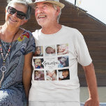 Moderne | FÊTE DES PÈRES | Photo Collage T-shirt<br><div class="desc">Un collage photo moderne pour cette fête des pères de grand-père, avec le message modèle qui dit "HEUREUSE FÊTE DES PÈRES GRANDPA AVEC LOVE ROSIE". Avec 8 photos carrés. facile à personnaliser et entièrement modifiable pour vous d'ajouter votre propre message et pour qui il est. Tous les styles de police...</div>