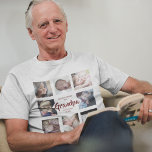 Moderne | FÊTE DES PÈRES | Photo Collage T-shirt<br><div class="desc">Un collage photo moderne pour cette fête des pères de grand-père, avec le message modèle qui dit "HEUREUSE FÊTE DES PÈRES GRANDPA AVEC LOVE ROSIE". Avec 8 photos carrés. facile à personnaliser et entièrement modifiable pour vous d'ajouter votre propre message et pour qui il est. Tous les styles de police...</div>