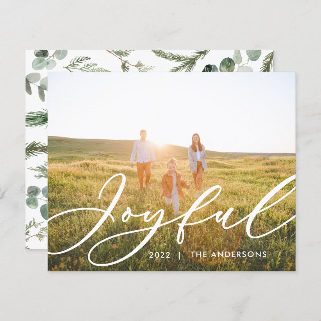 Moderne feuillage minimal 1 script photo élégant (Devant / Derrière)