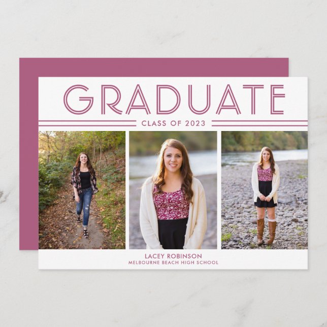 Moderne Fille Lycée Graduation 3 Photo (Devant / Derrière)