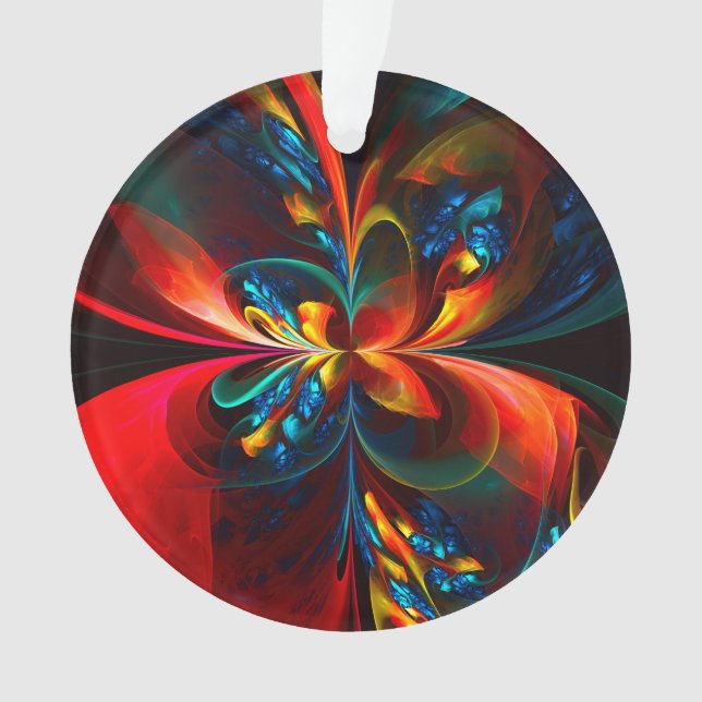 Moderne Floral Abstrait Art Orange Bleu Motif #14 (devant)